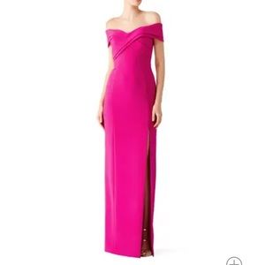 Theia Off-Shoulder Gown in Fuchsia